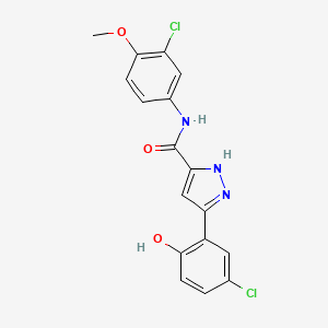 5-(5-chloro-2-hydroxyphenyl)-N-(3-chloro-4-methoxyphenyl)-1H-pyrazole-3-carboxamide