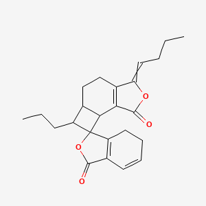 molecular formula C24H28O4 B14090351 (Z)-6,8'7,3'-Diligustilide;3-Butylidene-3,4,5,5a,6,6',7',7a-octahydro-6-propylspiro[cyclobut[e]isobenzofuran-7(1H),1'(3'H)-isobenzofuran]-1,3'-dione 