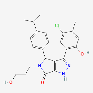 molecular formula C24H26ClN3O3 B14090359 3-(5-chloro-2-hydroxy-4-methylphenyl)-5-(3-hydroxypropyl)-4-[4-(propan-2-yl)phenyl]-4,5-dihydropyrrolo[3,4-c]pyrazol-6(2H)-one 