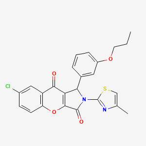 molecular formula C24H19ClN2O4S B14090372 7-Chloro-2-(4-methyl-1,3-thiazol-2-yl)-1-(3-propoxyphenyl)-1,2-dihydrochromeno[2,3-c]pyrrole-3,9-dione 