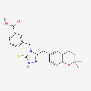 molecular formula C22H23N3O3S B14090417 3-({3-[(2,2-dimethyl-3,4-dihydro-2H-chromen-6-yl)methyl]-5-sulfanyl-4H-1,2,4-triazol-4-yl}methyl)benzoic acid 