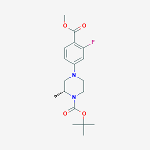 molecular formula C18H25FN2O4 B1409043 tert-Butyl (2R)-4-(3-fluoro-4-methoxycarbonylphenyl)-2-methylpiperazine-1-carboxylate CAS No. 1845753-86-7
