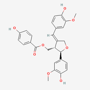 molecular formula C27H26O8 B14090480 [(2R,3S,4Z)-2-(4-hydroxy-3-methoxyphenyl)-4-[(4-hydroxy-3-methoxyphenyl)methylidene]oxolan-3-yl]methyl 4-hydroxybenzoate 