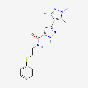 molecular formula C18H21N5OS B14090518 1',3',5'-trimethyl-N-[2-(phenylsulfanyl)ethyl]-1'H,2H-3,4'-bipyrazole-5-carboxamide 