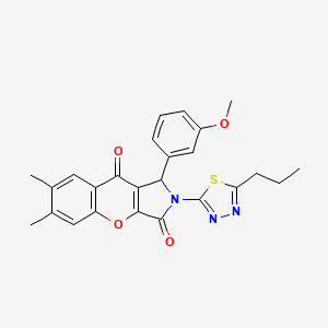 molecular formula C25H23N3O4S B14090525 1-(3-Methoxyphenyl)-6,7-dimethyl-2-(5-propyl-1,3,4-thiadiazol-2-yl)-1,2-dihydrochromeno[2,3-c]pyrrole-3,9-dione 