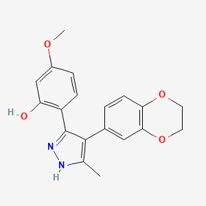 2-[4-(2,3-dihydro-1,4-benzodioxin-6-yl)-5-methyl-1H-pyrazol-3-yl]-5-methoxyphenol