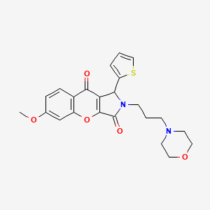 molecular formula C23H24N2O5S B14090618 6-Methoxy-2-[3-(morpholin-4-yl)propyl]-1-(thiophen-2-yl)-1,2-dihydrochromeno[2,3-c]pyrrole-3,9-dione 