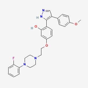 molecular formula C28H29FN4O3 B14090638 5-{2-[4-(2-fluorophenyl)piperazin-1-yl]ethoxy}-2-[4-(4-methoxyphenyl)-1H-pyrazol-5-yl]phenol 