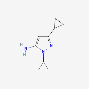 molecular formula C9H13N3 B1409092 1,3-二环丙基-1H-吡唑-5-胺 CAS No. 1808163-37-2