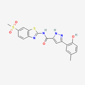 3-(2-hydroxy-5-methylphenyl)-N-[6-(methylsulfonyl)-1,3-benzothiazol-2-yl]-1H-pyrazole-5-carboxamide