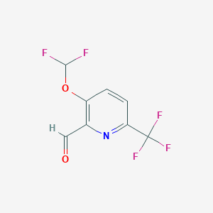 molecular formula C8H4F5NO2 B1409122 3-Difluoromethoxy-6-(trifluoromethyl)picolinaldehyde CAS No. 1227601-37-7