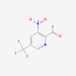 molecular formula C7H3F3N2O3 B1409123 3-硝基-5-(三氟甲基)吡啶甲醛 CAS No. 1211578-64-1