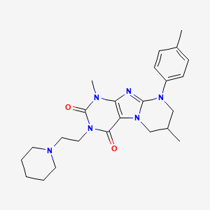 1,7-dimethyl-9-(4-methylphenyl)-3-[2-(piperidin-1-yl)ethyl]-6,7,8,9-tetrahydropyrimido[2,1-f]purine-2,4(1H,3H)-dione