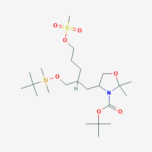 tert-butyl (S)-4-((R)-2-(((tert-butyldimethylsilyl)oxy)methyl)-5-((methylsulfonyl)oxy)pentyl)-2,2-dimethyloxazolidine-3-carboxylate