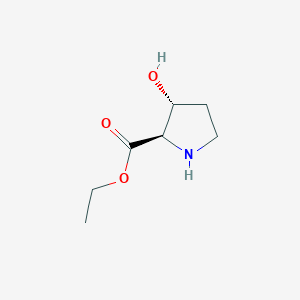 molecular formula C7H13NO3 B1409155 (2R,3R)-乙基-3-羟基吡咯烷-2-羧酸 CAS No. 1027381-43-6