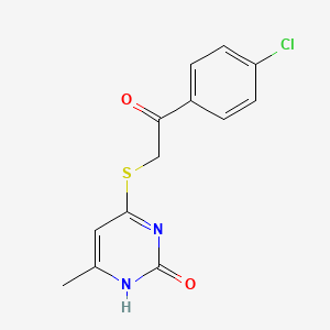 molecular formula C13H11ClN2O2S B14091631 4-((2-(4-chlorophenyl)-2-oxoethyl)thio)-6-methylpyrimidin-2(1H)-one 