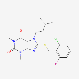 8-[(2-chloro-6-fluorobenzyl)sulfanyl]-1,3-dimethyl-7-(3-methylbutyl)-3,7-dihydro-1H-purine-2,6-dione