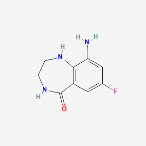 molecular formula C9H10FN3O B14091723 9-amino-7-fluoro-1,2,3,4-tetrahydro-5H-benzo[e][1,4]diazepin-5-one 