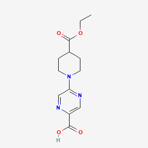 molecular formula C13H17N3O4 B1409180 5-[4-(Ethoxycarbonyl) piperidin-1-yl]pyrazine-2-carboxylic acid CAS No. 1624301-69-4