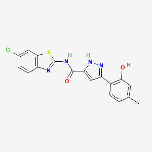 N-(6-chloro-1,3-benzothiazol-2-yl)-3-(2-hydroxy-4-methylphenyl)-1H-pyrazole-5-carboxamide