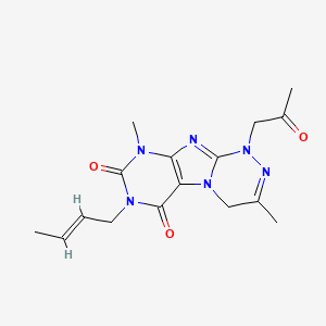 molecular formula C16H20N6O3 B14092110 (E)-7-(but-2-en-1-yl)-3,9-dimethyl-1-(2-oxopropyl)-7,9-dihydro-[1,2,4]triazino[3,4-f]purine-6,8(1H,4H)-dione 