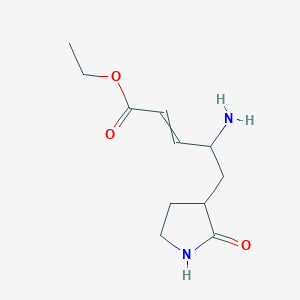 2-Pentenoic acid, 4-amino-5-[(3S)-2-oxo-3-pyrrolidinyl]-, ethyl ester, (2E,4S)-