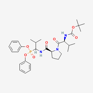 tert-butyl N-[(2S)-1-[(2S)-2-[(1-diphenoxyphosphoryl-2-methylpropyl)carbamoyl]pyrrolidin-1-yl]-3-methyl-1-oxobutan-2-yl]carbamate