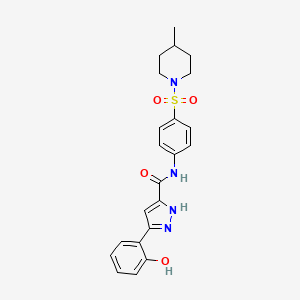 5-(2-hydroxyphenyl)-N-{4-[(4-methylpiperidin-1-yl)sulfonyl]phenyl}-1H-pyrazole-3-carboxamide