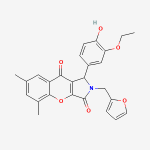 molecular formula C26H23NO6 B14092189 1-(3-Ethoxy-4-hydroxyphenyl)-2-(furan-2-ylmethyl)-5,7-dimethyl-1,2-dihydrochromeno[2,3-c]pyrrole-3,9-dione 