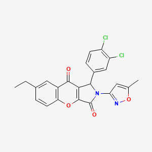 molecular formula C23H16Cl2N2O4 B14092199 1-(3,4-Dichlorophenyl)-7-ethyl-2-(5-methyl-1,2-oxazol-3-yl)-1,2-dihydrochromeno[2,3-c]pyrrole-3,9-dione 