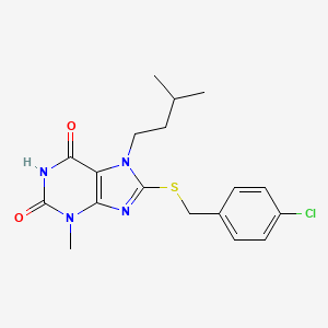 8-[(4-Chlorophenyl)methylsulfanyl]-3-methyl-7-(3-methylbutyl)purine-2,6-dione