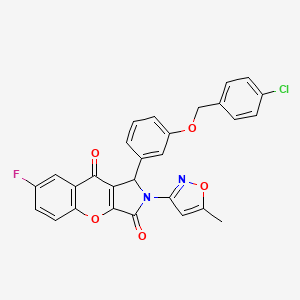 1-{3-[(4-Chlorobenzyl)oxy]phenyl}-7-fluoro-2-(5-methyl-1,2-oxazol-3-yl)-1,2-dihydrochromeno[2,3-c]pyrrole-3,9-dione