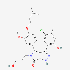 molecular formula C27H32ClN3O5 B14092392 3-(5-chloro-2-hydroxy-4-methylphenyl)-5-(3-hydroxypropyl)-4-[3-methoxy-4-(3-methylbutoxy)phenyl]-4,5-dihydropyrrolo[3,4-c]pyrazol-6(2H)-one 