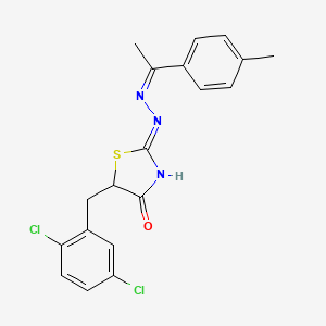 molecular formula C19H17Cl2N3OS B14092481 (Z)-5-(2,5-dichlorobenzyl)-2-((Z)-(1-(p-tolyl)ethylidene)hydrazono)thiazolidin-4-one 