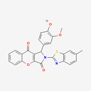 molecular formula C26H18N2O5S B14092488 1-(4-Hydroxy-3-methoxyphenyl)-2-(6-methyl-1,3-benzothiazol-2-yl)-1,2-dihydrochromeno[2,3-c]pyrrole-3,9-dione 