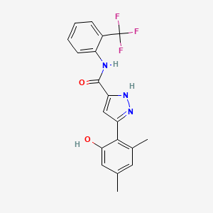 5-(2-hydroxy-4,6-dimethylphenyl)-N-[2-(trifluoromethyl)phenyl]-1H-pyrazole-3-carboxamide