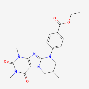 ethyl 4-(1,3,7-trimethyl-2,4-dioxo-1,2,3,4,7,8-hexahydropyrimido[2,1-f]purin-9(6H)-yl)benzoate