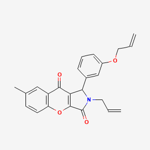 molecular formula C24H21NO4 B14092751 7-Methyl-2-(prop-2-en-1-yl)-1-[3-(prop-2-en-1-yloxy)phenyl]-1,2-dihydrochromeno[2,3-c]pyrrole-3,9-dione 