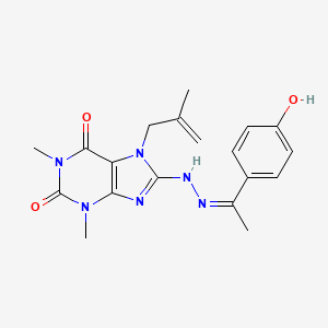 8-{(2Z)-2-[1-(4-hydroxyphenyl)ethylidene]hydrazinyl}-1,3-dimethyl-7-(2-methylprop-2-en-1-yl)-3,7-dihydro-1H-purine-2,6-dione