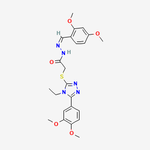 molecular formula C23H27N5O5S B14092840 2-{[5-(3,4-dimethoxyphenyl)-4-ethyl-4H-1,2,4-triazol-3-yl]sulfanyl}-N'-[(Z)-(2,4-dimethoxyphenyl)methylidene]acetohydrazide 