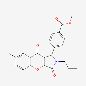 molecular formula C23H21NO5 B14092850 Methyl 4-(7-methyl-3,9-dioxo-2-propyl-1,2,3,9-tetrahydrochromeno[2,3-c]pyrrol-1-yl)benzoate 