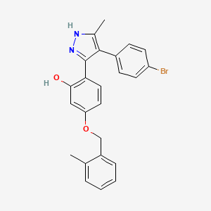 molecular formula C24H21BrN2O2 B14092868 2-[4-(4-bromophenyl)-3-methyl-1H-pyrazol-5-yl]-5-[(2-methylbenzyl)oxy]phenol 