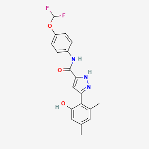 N-[4-(difluoromethoxy)phenyl]-3-(2-hydroxy-4,6-dimethylphenyl)-1H-pyrazole-5-carboxamide