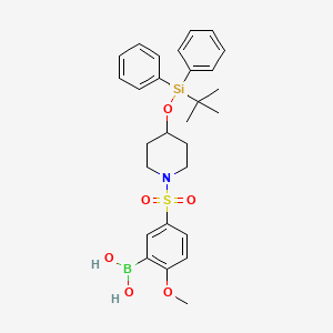 molecular formula C28H36BNO6SSi B1409298 (5-((4-((叔丁基二苯甲硅烷基)氧基)哌啶-1-基)磺酰基)-2-甲氧苯基)硼酸 CAS No. 1704081-35-5