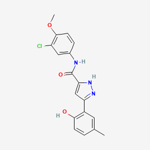 N-(3-chloro-4-methoxyphenyl)-5-(2-hydroxy-5-methylphenyl)-1H-pyrazole-3-carboxamide