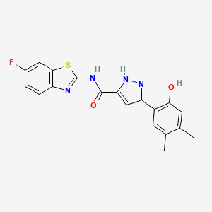 N-(6-fluoro-1,3-benzothiazol-2-yl)-3-(2-hydroxy-4,5-dimethylphenyl)-1H-pyrazole-5-carboxamide