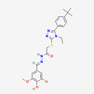 N'-[(E)-(3-bromo-4-hydroxy-5-methoxyphenyl)methylidene]-2-{[5-(4-tert-butylphenyl)-4-ethyl-4H-1,2,4-triazol-3-yl]sulfanyl}acetohydrazide