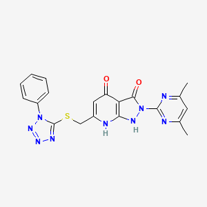 2-(4,6-dimethylpyrimidin-2-yl)-4-hydroxy-6-{[(1-phenyl-1H-tetrazol-5-yl)sulfanyl]methyl}-1,2-dihydro-3H-pyrazolo[3,4-b]pyridin-3-one