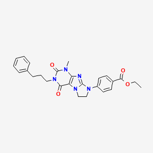 ethyl 4-[1-methyl-2,4-dioxo-3-(3-phenylpropyl)-1,2,3,4,6,7-hexahydro-8H-imidazo[2,1-f]purin-8-yl]benzoate