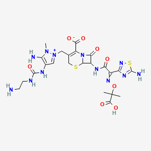 3-[[3-Amino-4-(2-aminoethylcarbamoylamino)-2-methylpyrazol-1-ium-1-yl]methyl]-7-[[2-(5-amino-1,2,4-thiadiazol-3-yl)-2-(2-carboxypropan-2-yloxyimino)acetyl]amino]-8-oxo-5-thia-1-azabicyclo[4.2.0]oct-2-ene-2-carboxylate